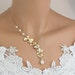 Gold Orchid Necklace - Pearl Necklace Wedding Jewelry, Bride, Bridesmaids Gift, Unique Wedding Necklace, Gold Bridal Jewelry,