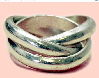 On Sale  Mexican  Taxco Puzzle Band Ring  Interlocking 