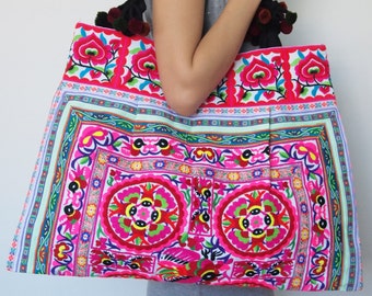 Hmong Bag Ethnic Old Vintage Style Hobo Boho Tote Thai Shoulder Shoppers Bag