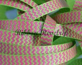 Hot pink glitter chevron printed on lime 3/8" grosgrain ribbon- Gorgeo0us in person HALLOWEEN Il_170x135