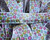 Easter basket glitter leopard spots on white 7/8" grosgrain ribbon - Easter collection NEw Il_170x135