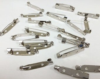 24 PCS Silver Tone Brooch Pin Backs Bar Pin Backs Choose from 1", 1 1/4", 1" with safety catch