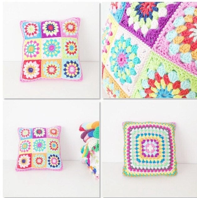 Granny Square Pillow Crochet Pattern Instant Download