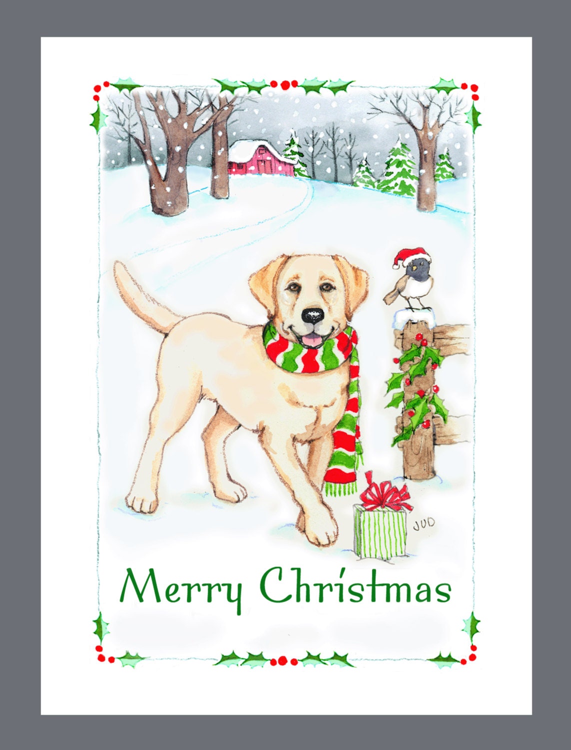 Yellow Labrador Retriever Dog Christmas Cards Box of 16 Cards