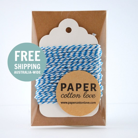 Bakers Twine 12 Ply - 10m - Bright Blue and White Il_570xn