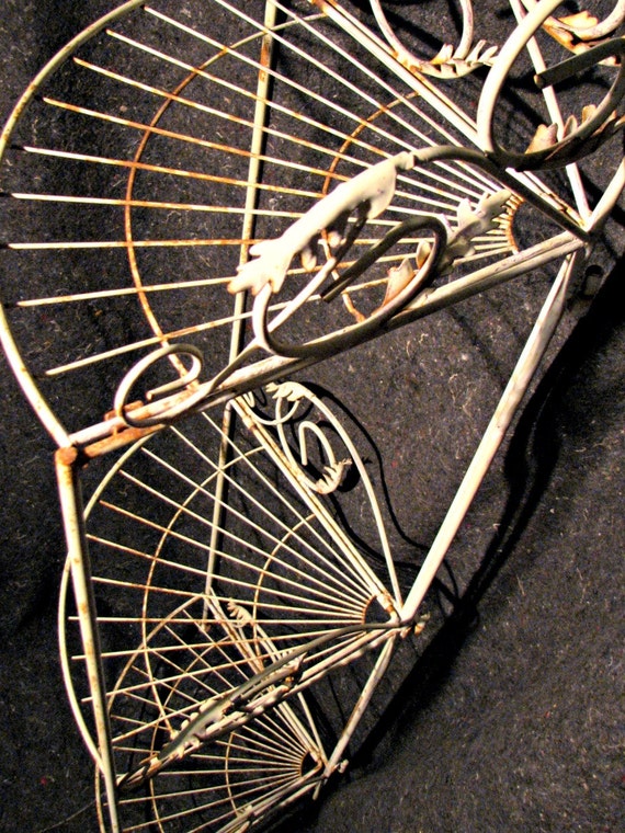 1930s Wrought Iron Corner Plant Stand 3 Shelves 56 tall