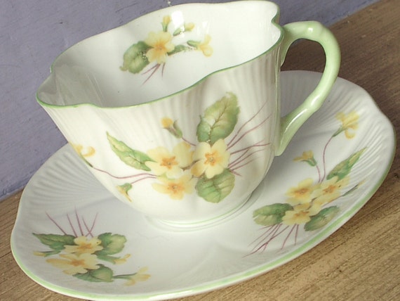 and china  tea saucers   Shelley shelley 1930's Antique pattern cup saucer, primrose cups and vintage