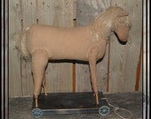 Primitive Colonial Early style pull toy horse HAFAIR