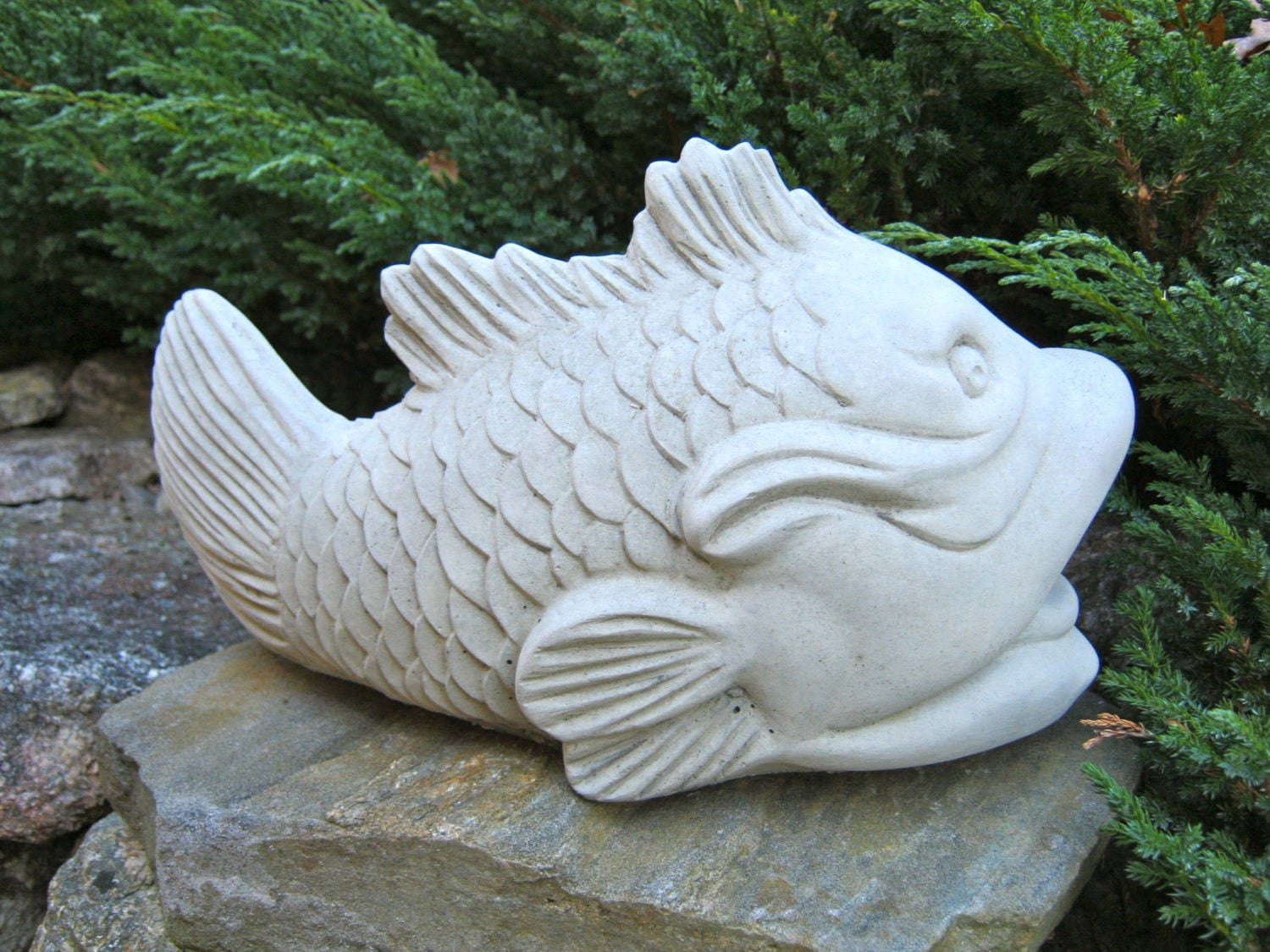 Koi Fish Statue Good Fortune Symbol Feng Shui Cement Figure