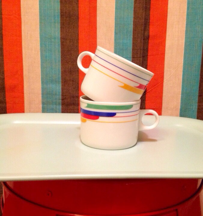 Vintage Rainbow Mugs by oliviapalacios on Etsy
