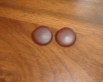 vintage clip on earrings wood circles