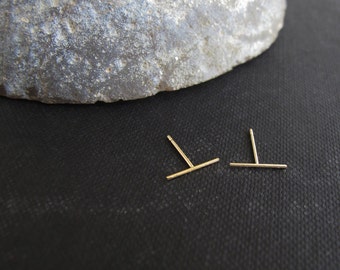 thin bar earrings, solid gold earrings, gold earrings, thin gold bar earrings, silver bar studs, solid gold bar earrings, line bar earrings