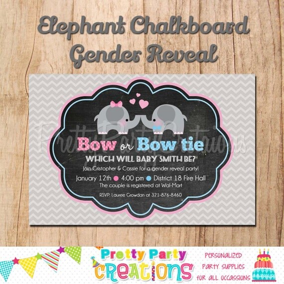 Download Items similar to CHALKBOARD ELEPHANT gender reveal baby ...