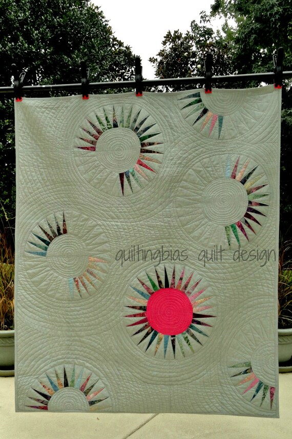 Pink Sun Rising Quilt Pattern PDF Version by QuiltingBias on Etsy
