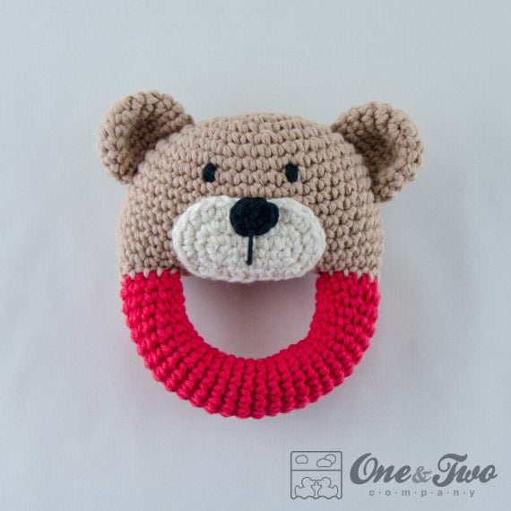 Teddy Bear Rattle - PDF Crochet Pattern - Instant Download - Animal Rattle Crochet Nursery Baby Shower