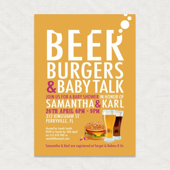 Items Similar To Beer, Burgers & Baby Talk Couples Baby Shower ...