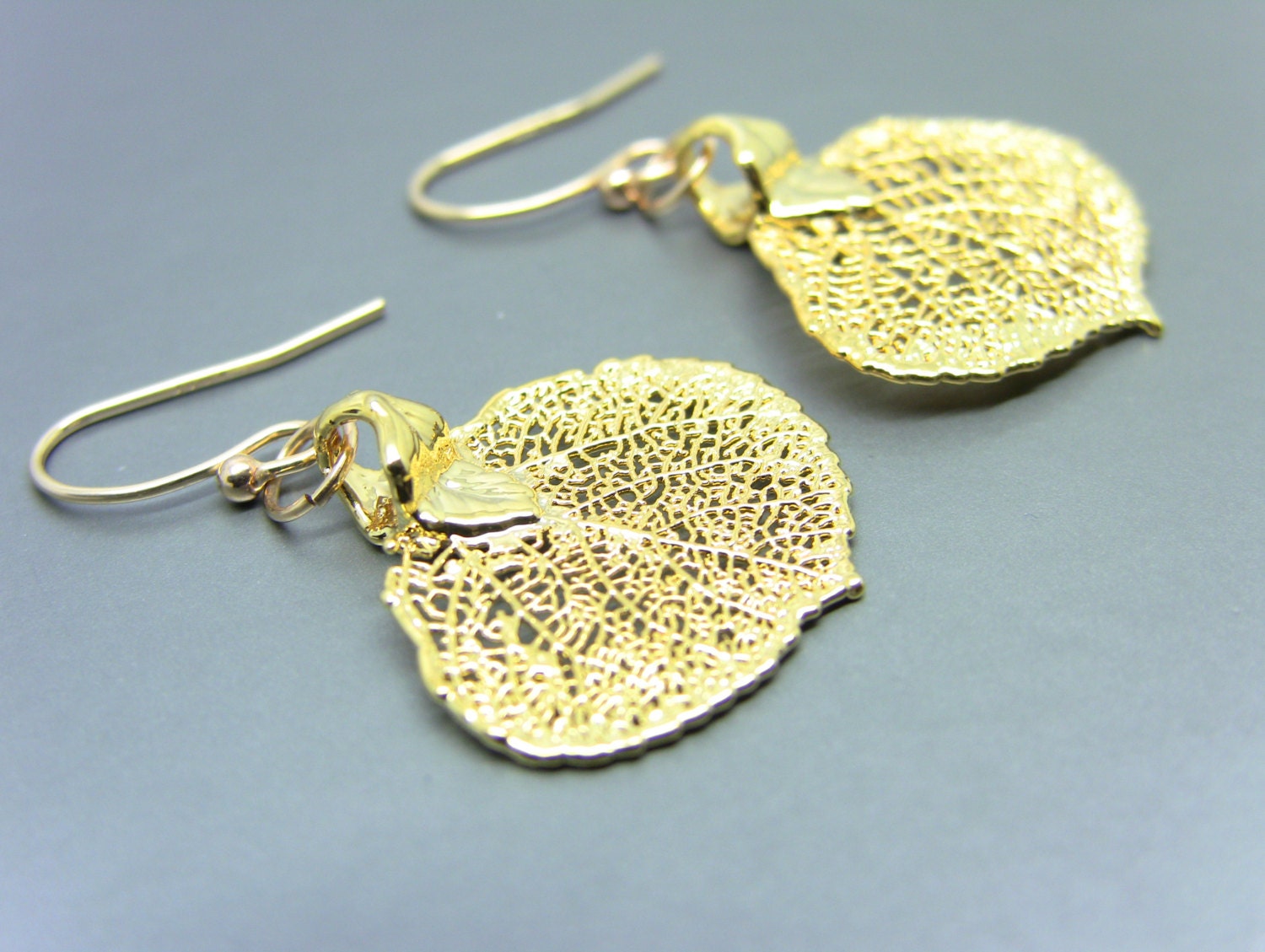 Gold aspen leaf earrings Clearance