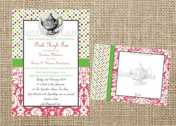 Items similar to Contemporary Adult Tea Party Invite-High Tea Invite ...