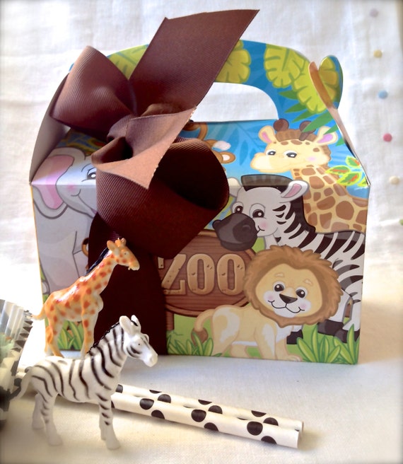 Zoo Safari Party Favor Gabled Treat BoxSet of 10
