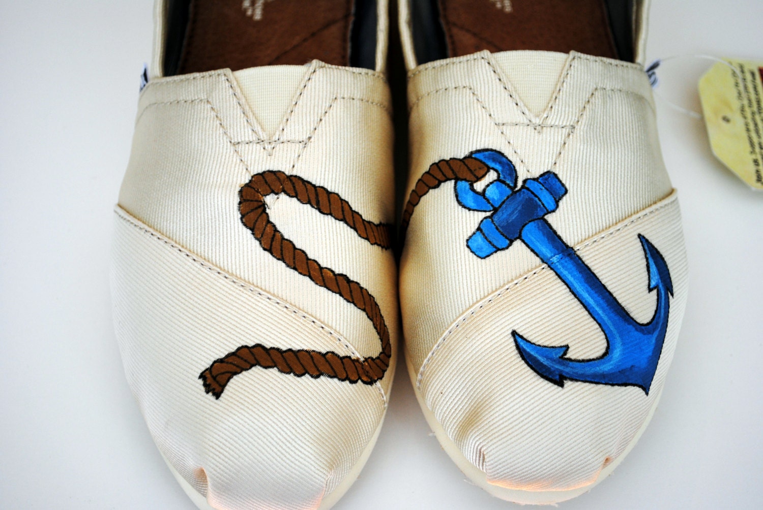 Blue Anchor Womens Custom Hand Painted TOMS Anchor Design on