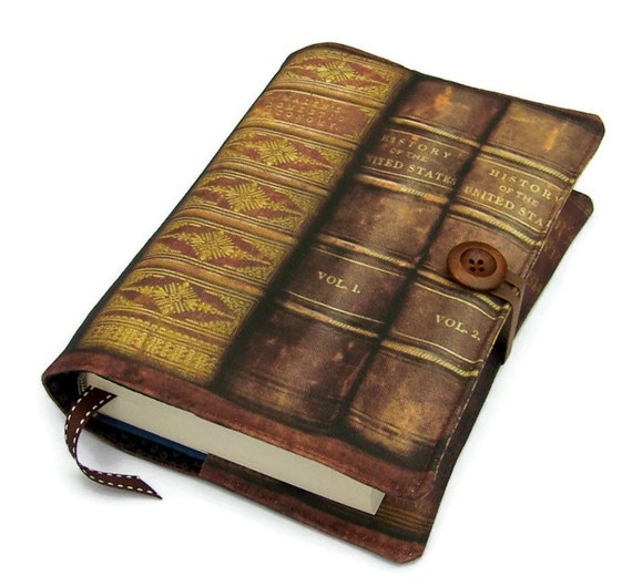 Fabric Book Cover with Old Style Antique Books picture