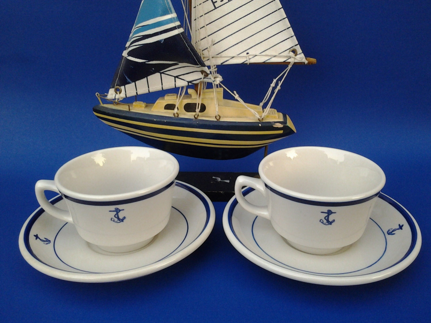 US Navy fouled anchor coffee cup and saucer set of two Jackson