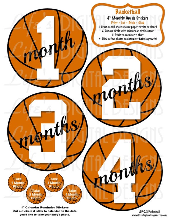 Items Similar To Basketball Monthly Milestone Stickers