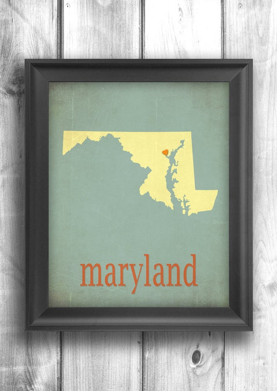 Maryland Print Map Art Giclee Fine Art print state by Mapity