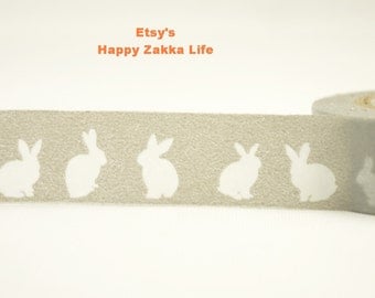 Japanese Washi Masking Tape - Rabbits with Grey - 11 Yards