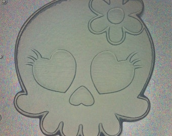 Flexible Resin Mold Girl Skull W/ Flower Bow Mould