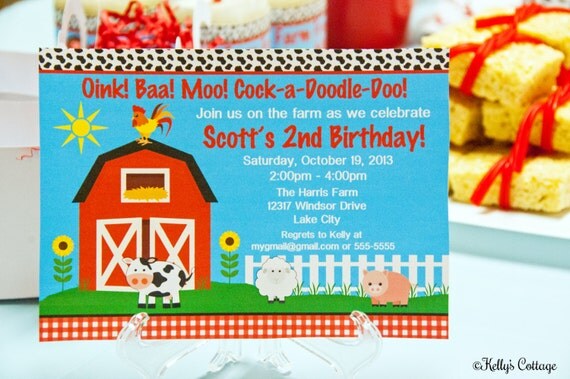 Barnyard Birthday Party Invitation.... Custom, Printable, Digital Il_570xn