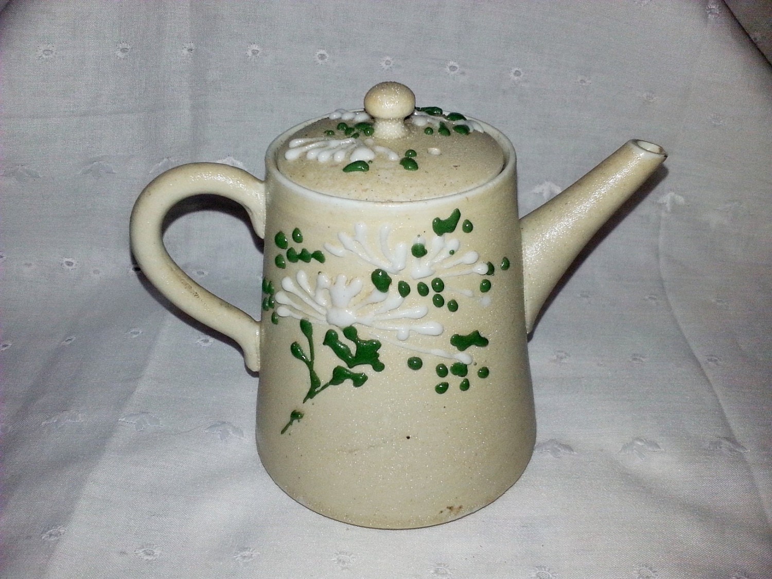 Vintage Porcelain Painted Teapot with Heavy Glaze Haute Juice