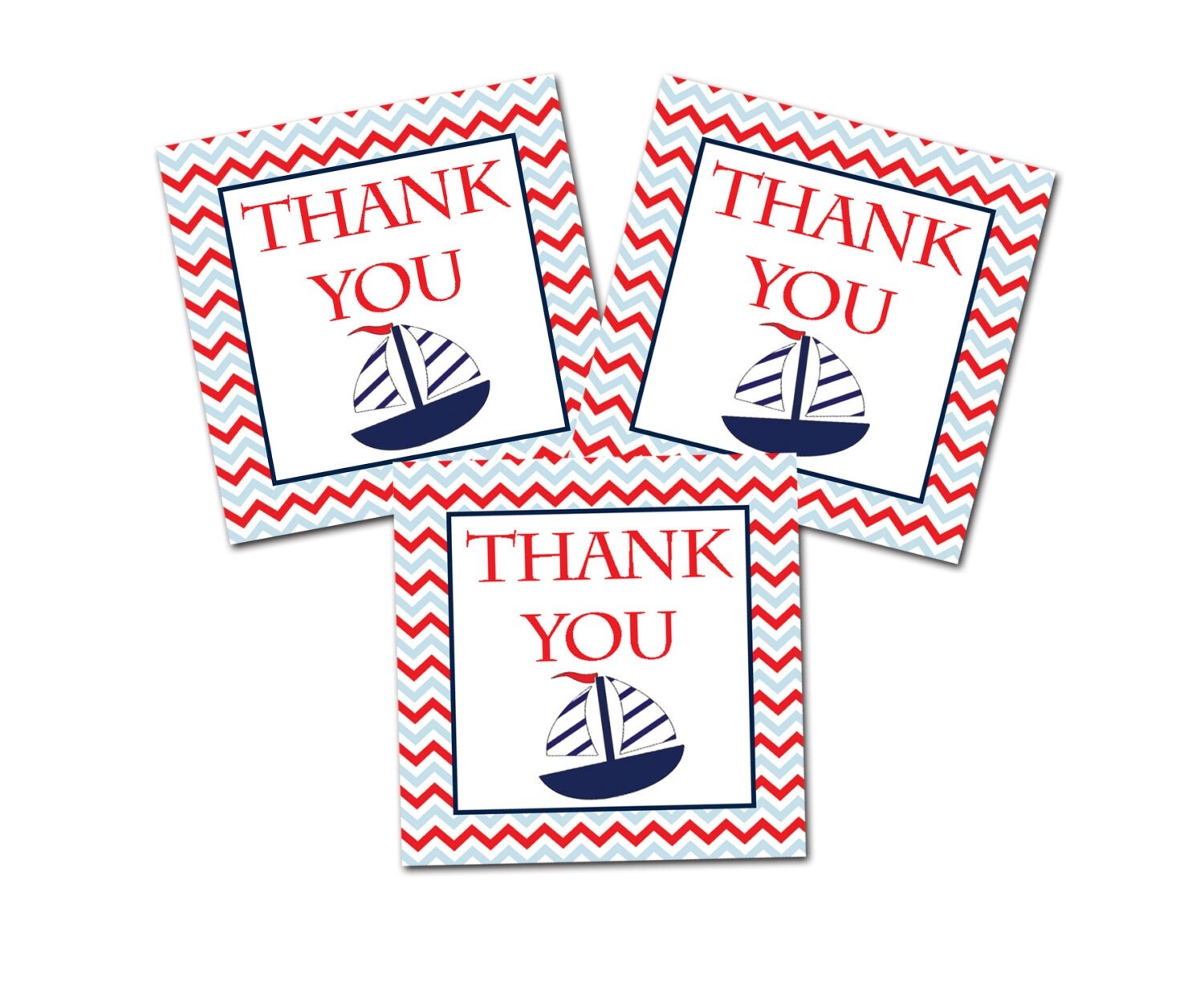 Nautical Thank You Tags INSTANT DOWNLOAD DIY Blue Red
