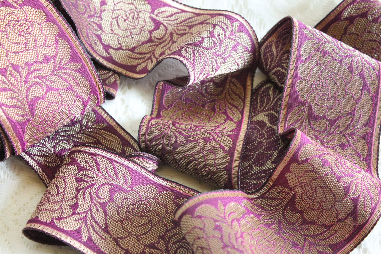 purple brocade blouse material