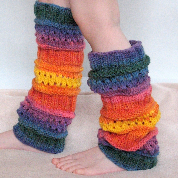 Child Boot Cuff Boot Toppers Leg Warmers Boot Socks Cable Striped Blue Red Green Orange Multicolored Handknitted