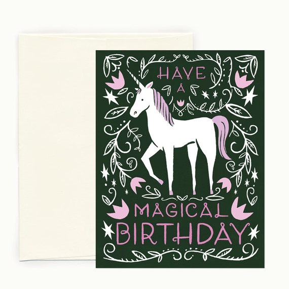 Magical Birthday Unicorn Greeting Card by IdlewildCo on Etsy