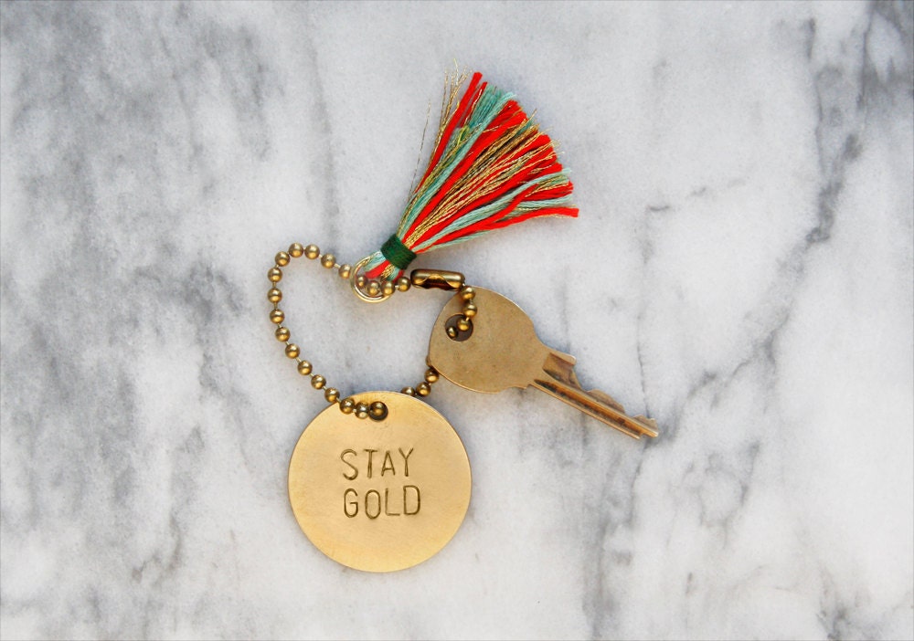 personalized brass keychain // handmade tassel