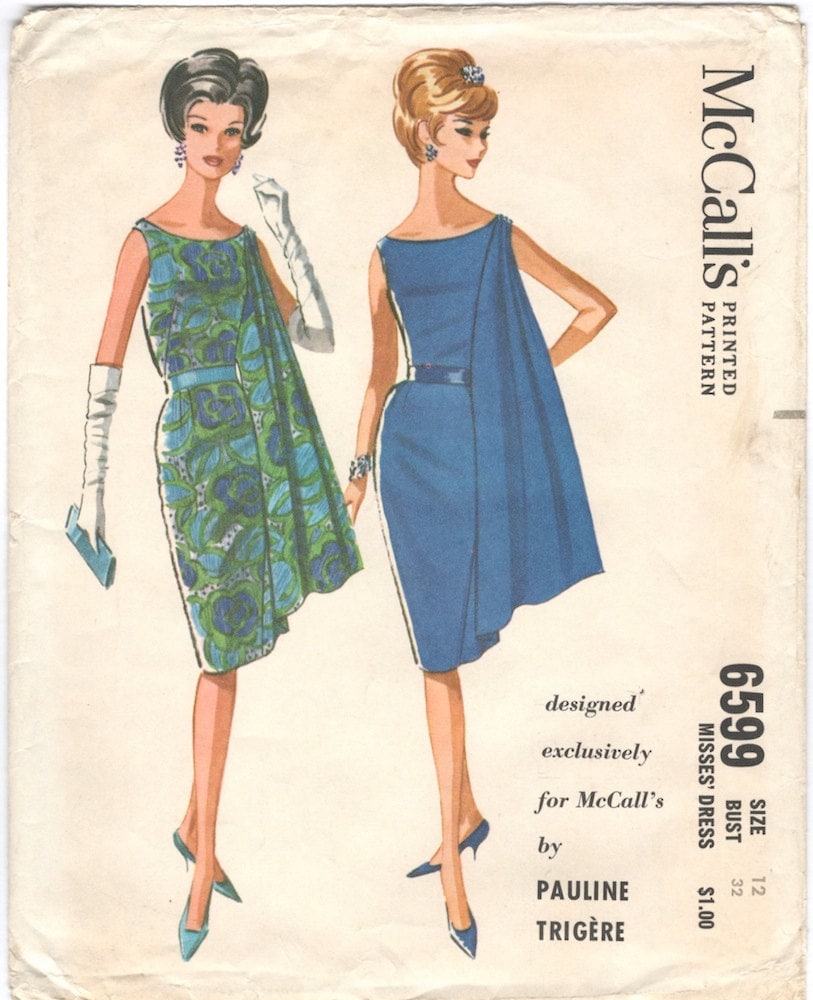 1960s Pauline Trigère evening dress pattern - McCalls 6599 