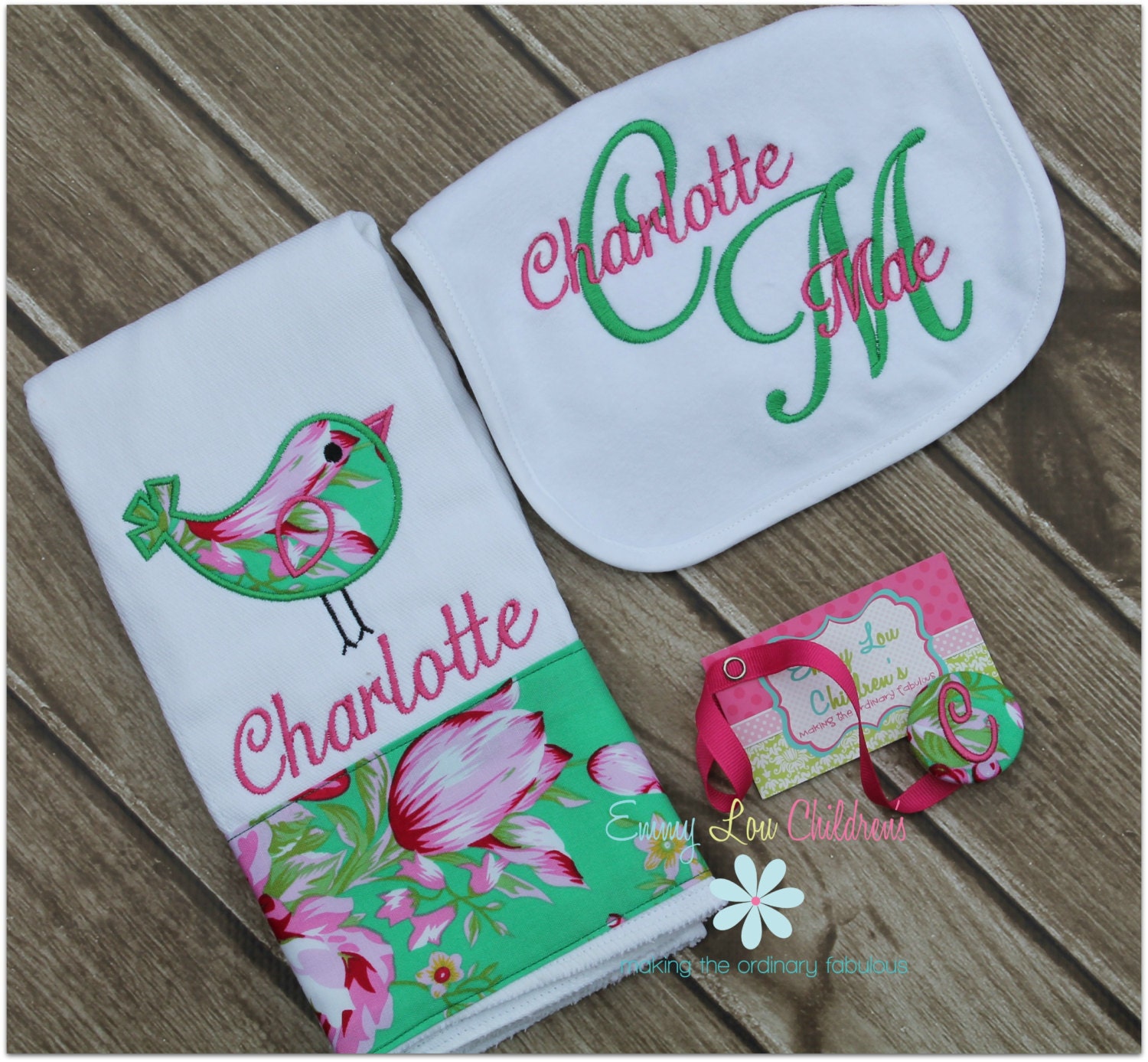 Monogrammed Baby Gift Set Set of One Monogrammed Burp Cloth