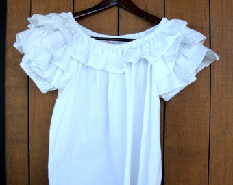 Popular items for white ruffle blouse on Etsy