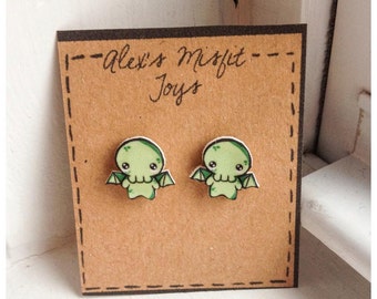 Kawaii Baby Cthulhu Chibi Earrings