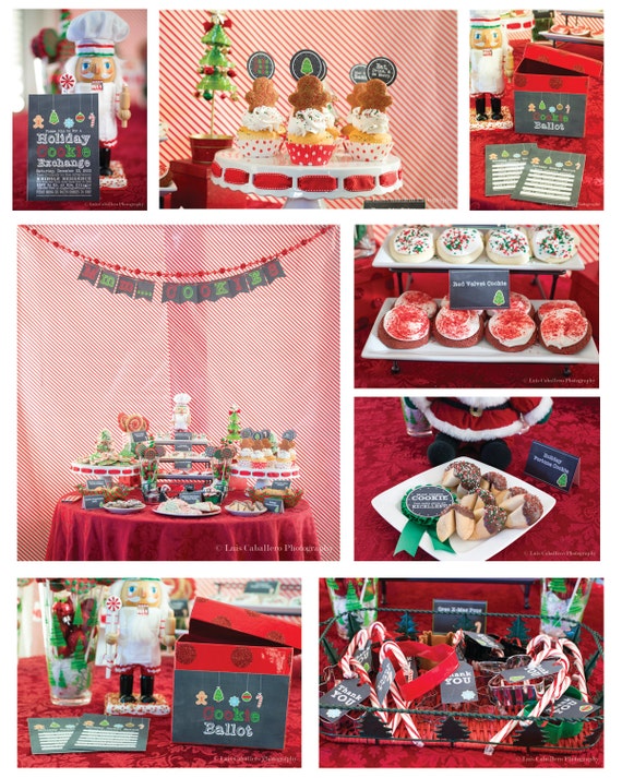 Chalk Style Holiday or Christmas Cookie Exchange PARTY PACKAGE-DIY Il_570xn