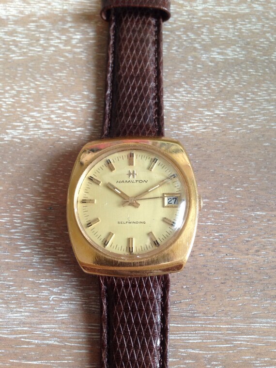 Items similar to Vintage Hamilton Automatic watch 14k gold ...