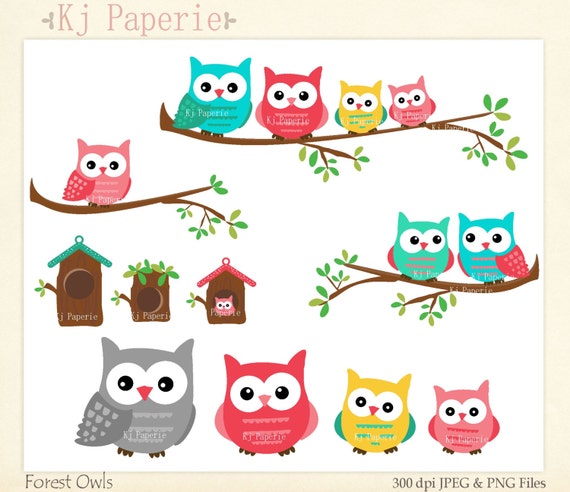 Items similar to owls clip art, Forest owl Clip art,scrapbooking,bird ...