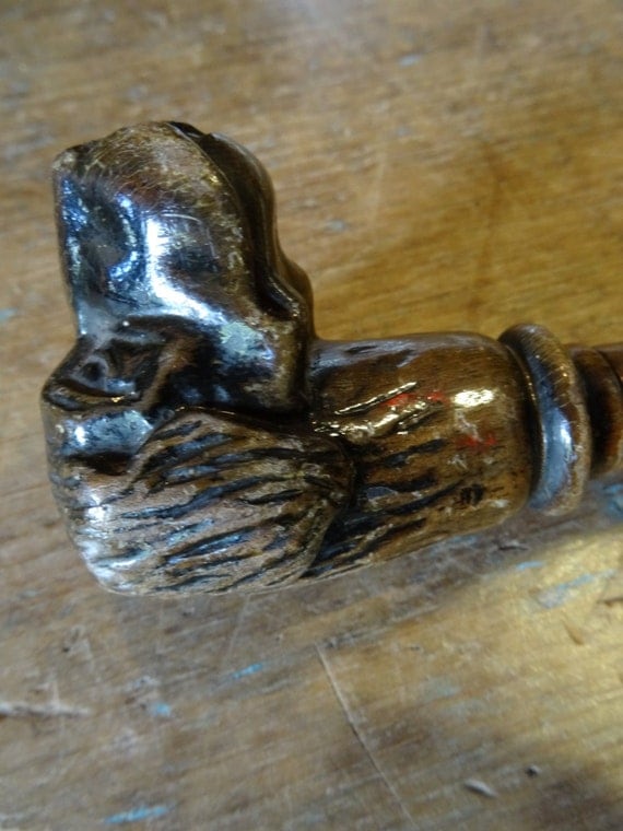 Wood Carved Dog Head Walking Cane by AspenMountainVintage on Etsy