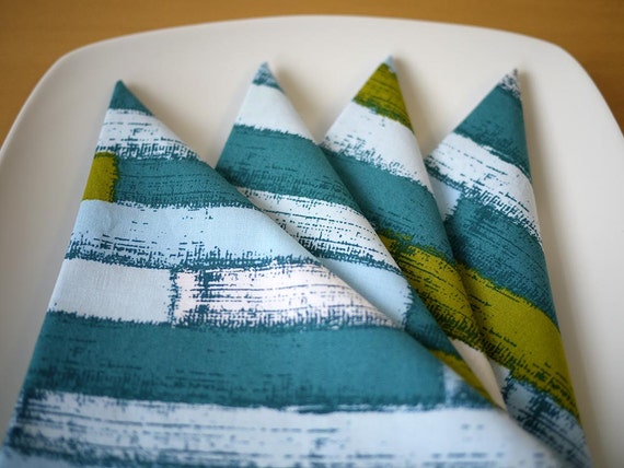 Strata Print Cloth Dinner Napkins in Blue from my Mineral Forest Collection of Fabrics