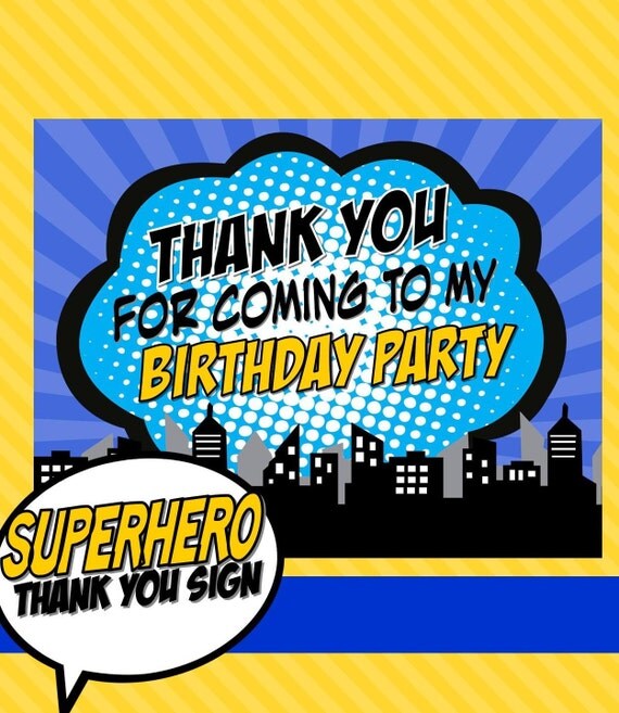 BATMAN Party Batman Thank You SIGNS by KROWNKREATIONS on Etsy