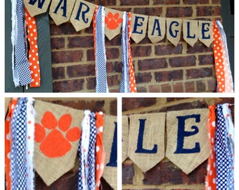 Auburn University Banner, War Eagle Banner, Auburn Burlap Banner