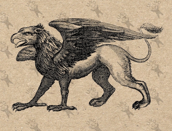 Vintage Gryphon mythology Instant Download picture Digital