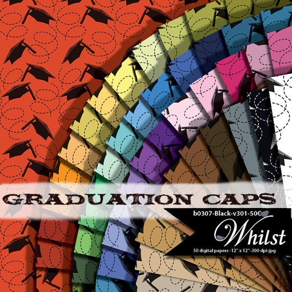 SALE Graduation digital paper scrapbook graduation invitation college high school background : b0307 Black v301 50C Il_570xn